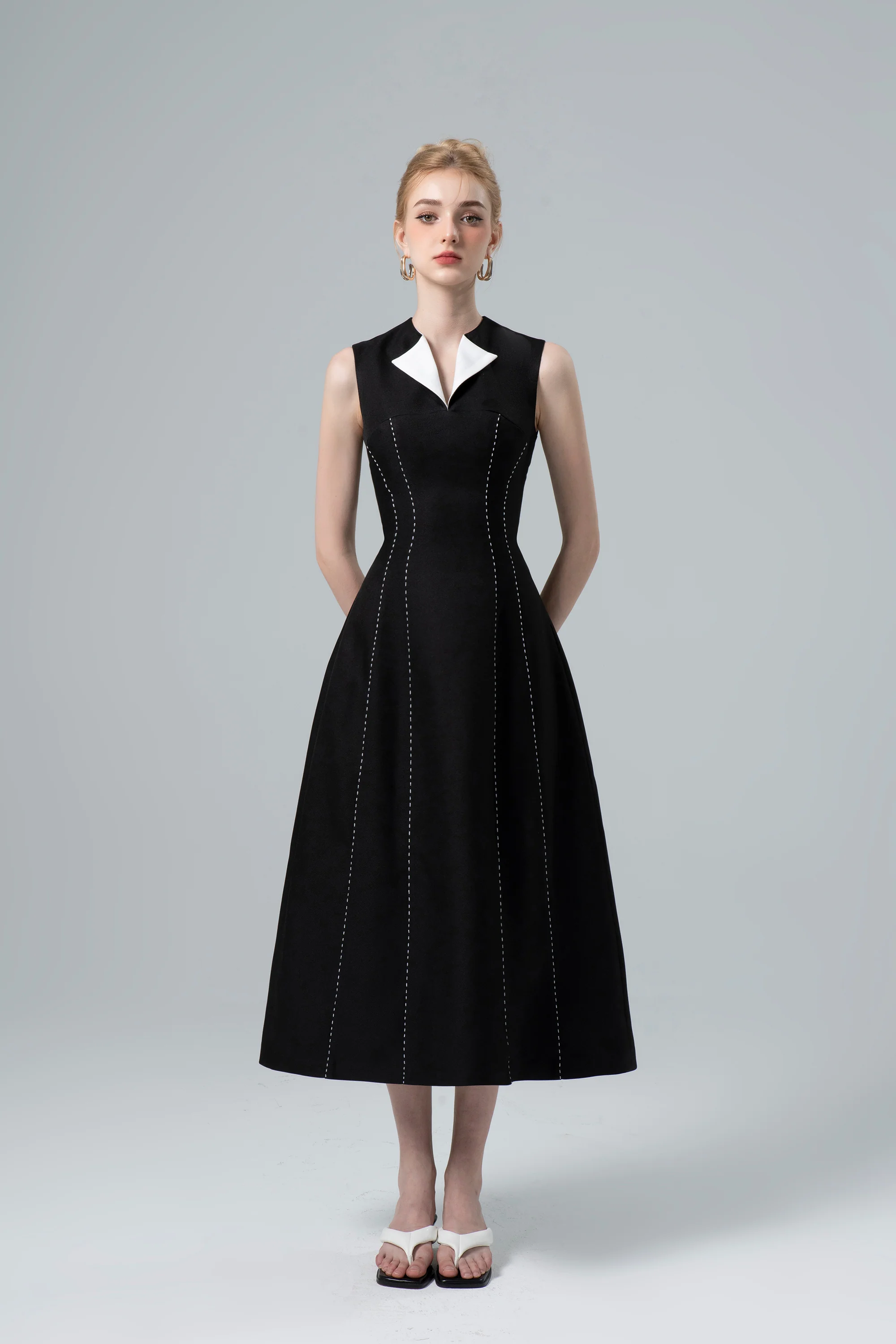 Emilia Stitching Midi Dress - Image 3