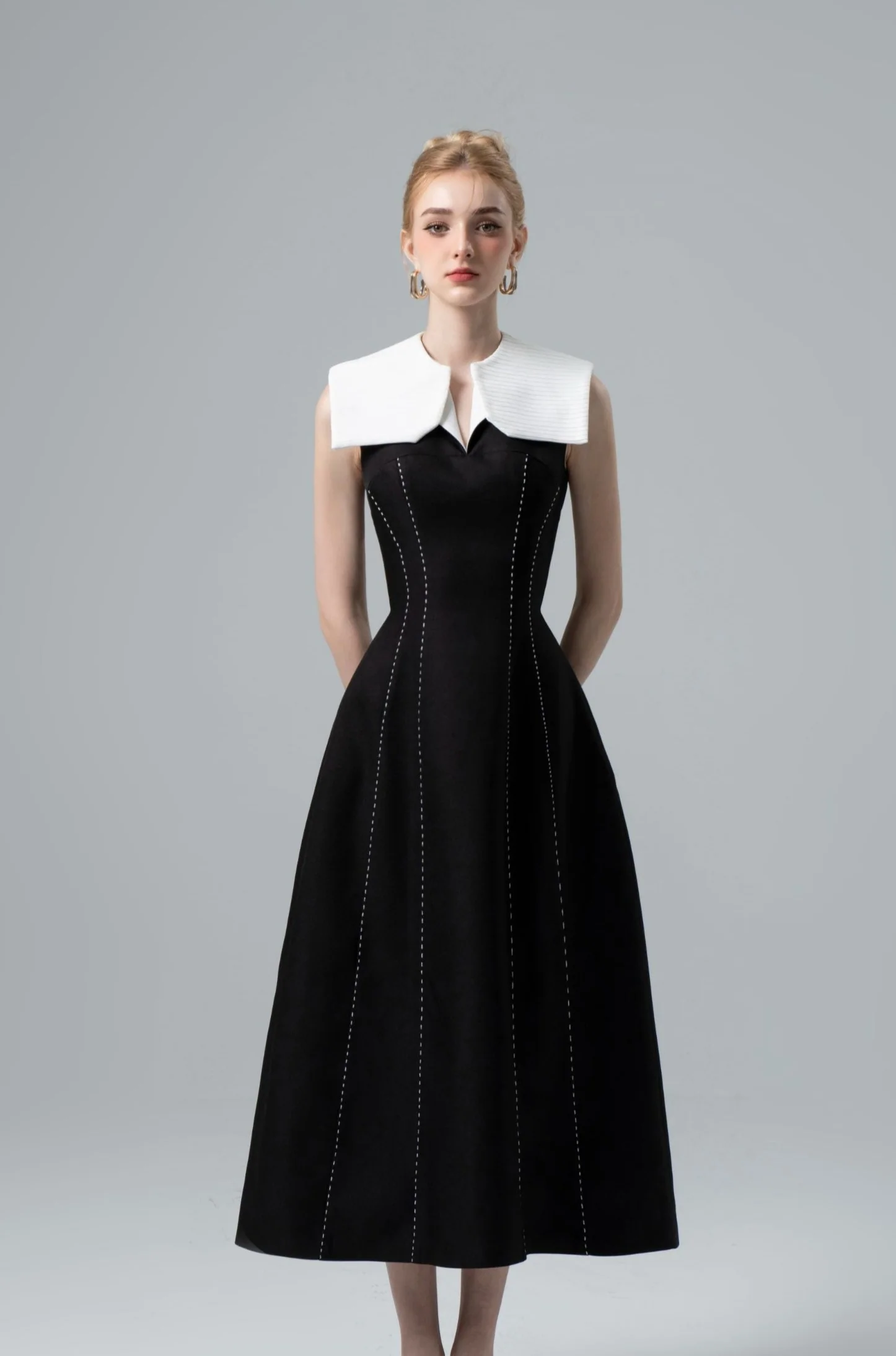 Emilia Stitching Midi Dress - Image 6