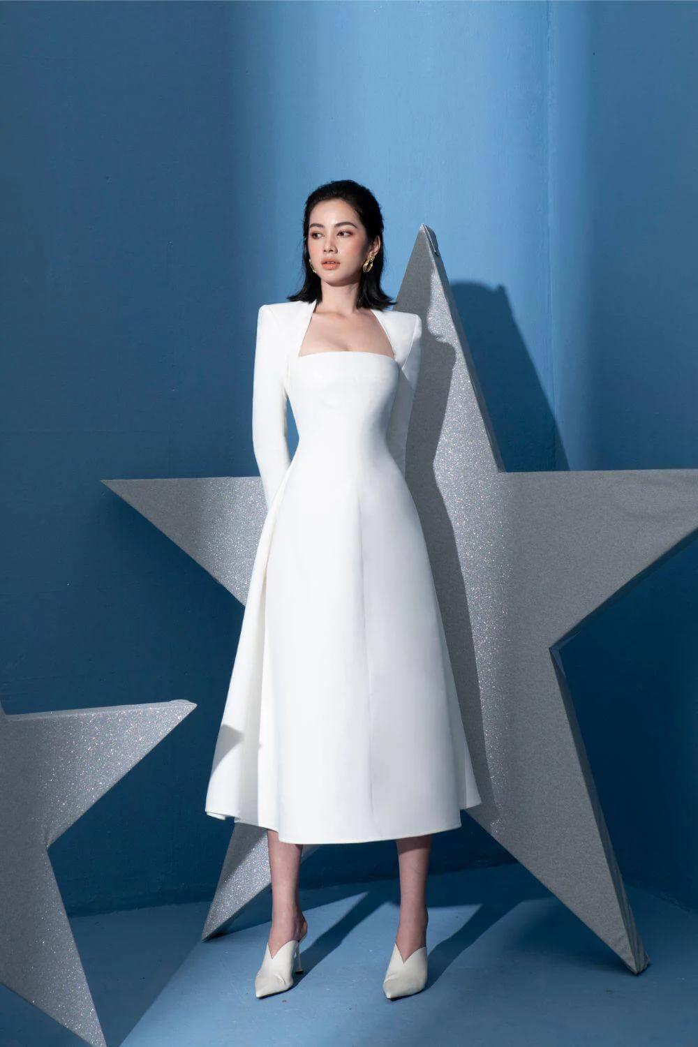 Harding Shoulder Padded Midi Dress - Image 3